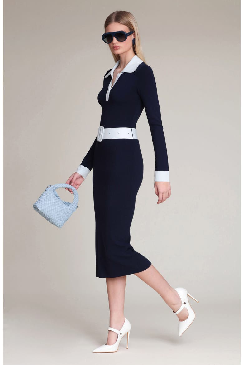 Long Sleeve Polo Dress, Alternate, color, NAVY COLORBLOCK