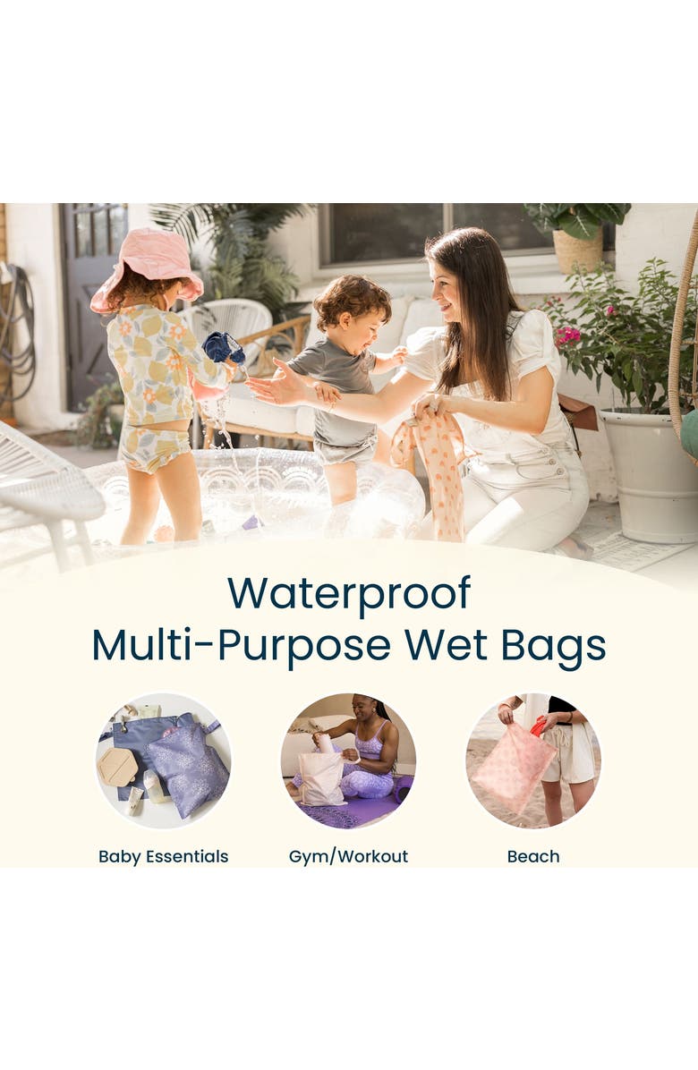 Tiny Twinkle Mess-Proof Waterproof Washable Baby/Toddler Wet Bags - Solids, Alternate, color, Blue Floral