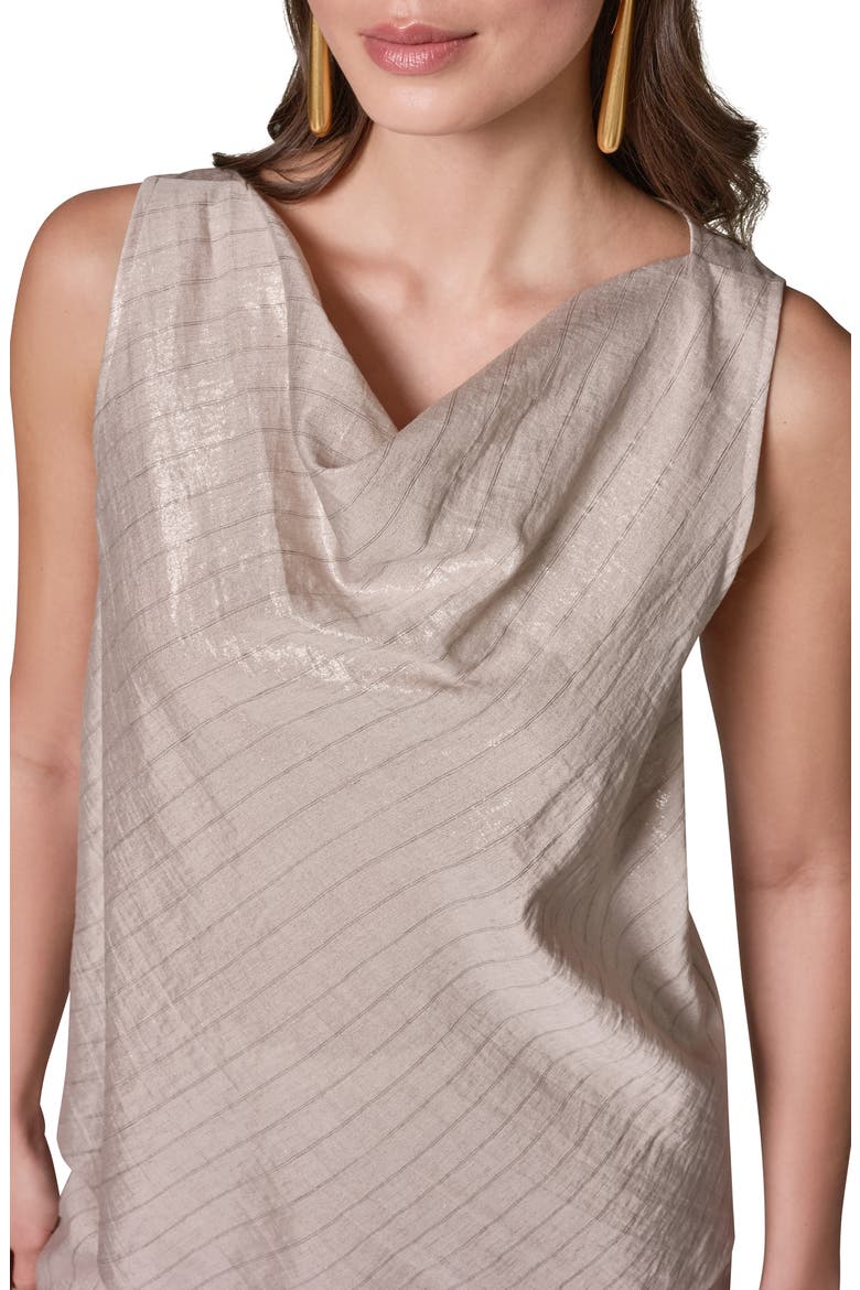 Shine Stripe Cowl Neck Sleeveless Top, Alternate, color, SISAL/ CANYON