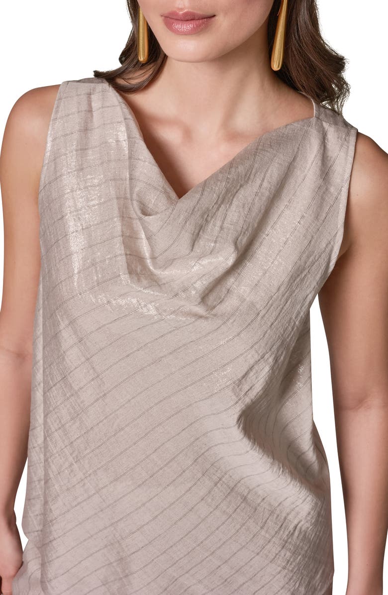 Donna Karan New York Shine Stripe Cowl Neck Sleeveless Top, Alternate, color,