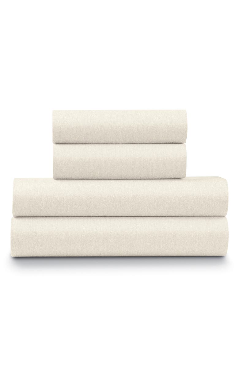 ELLA JAYNE HOME Blue Heather Jersey Knit 3-Piece Twin Sheet Set, Main, color, Ivory