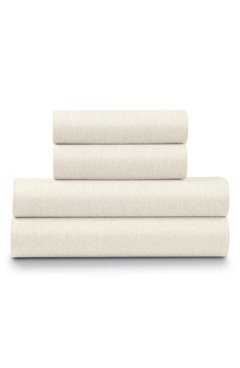 Blue Heather Jersey Knit 3-Piece Twin Sheet Set