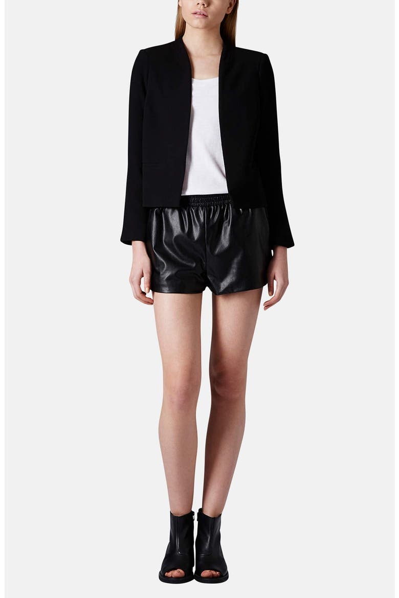 'Cara' Open Front Crepe Jacket, Alternate, color, BLACK