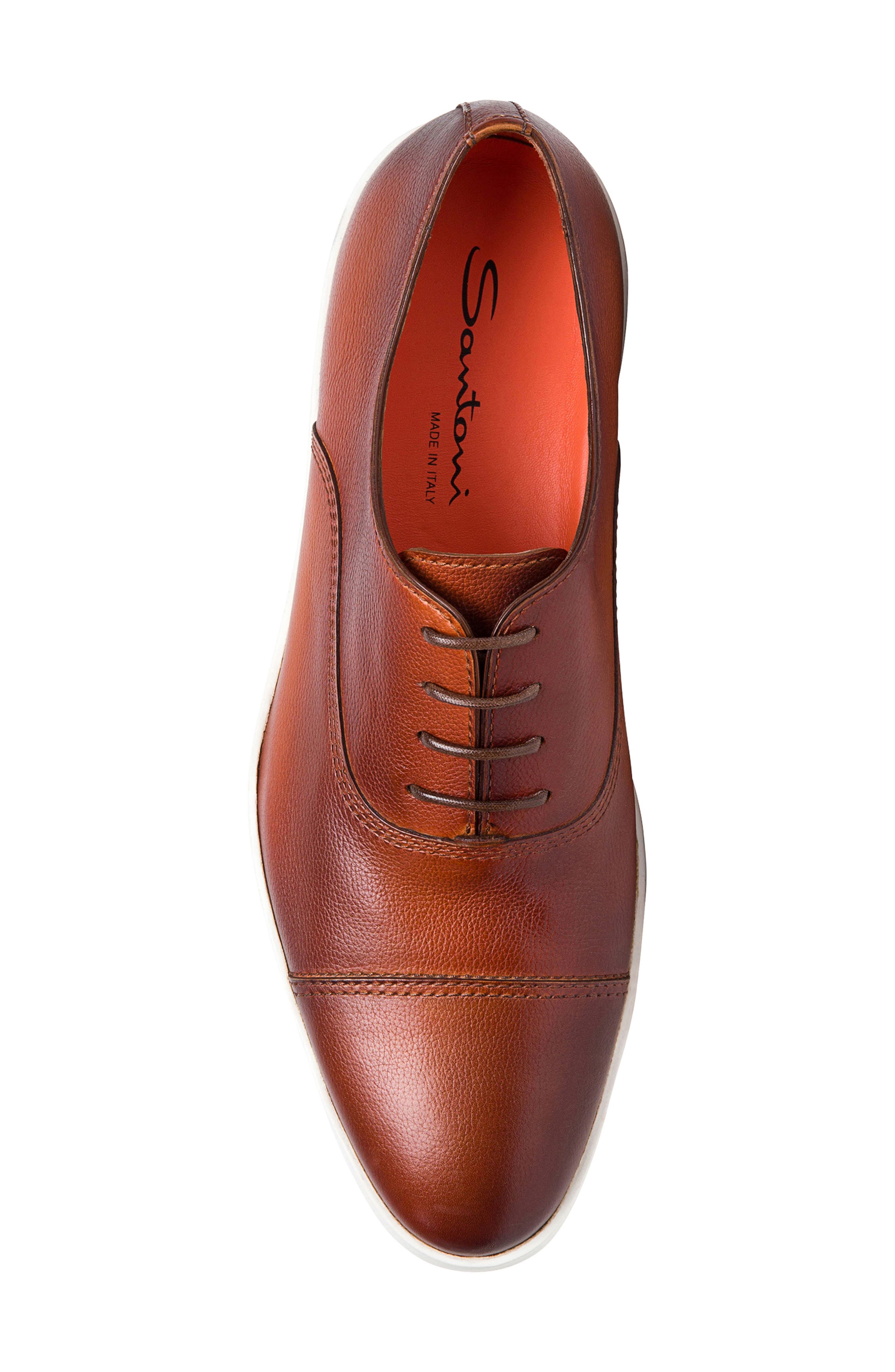 Santoni Behemoth Leather Sneaker, Alternate, color, Brown