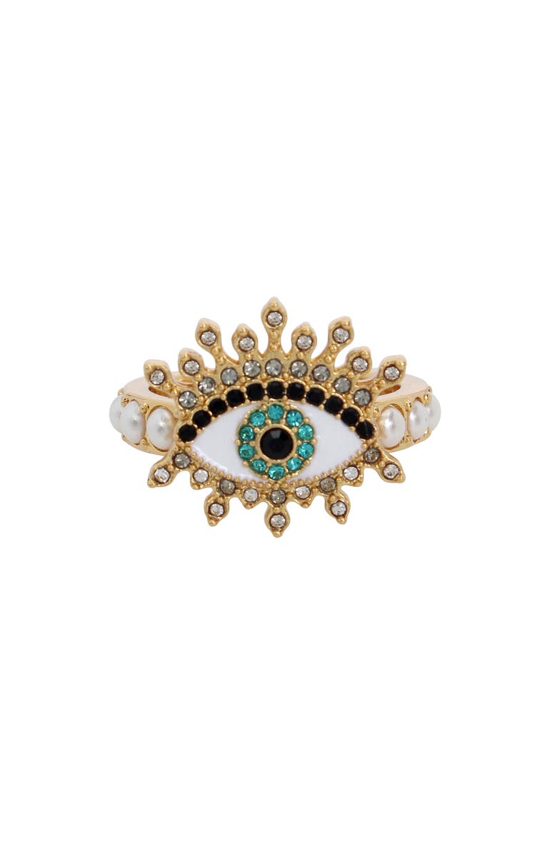 Kurt Geiger London Crystal Evil Eye Cocktail Ring, Alternate, color, 
