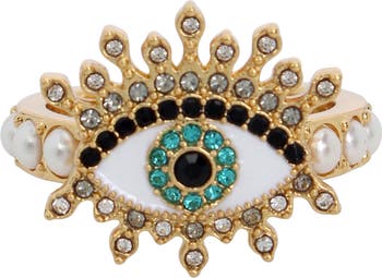 Crystal Evil Eye Cocktail Ring