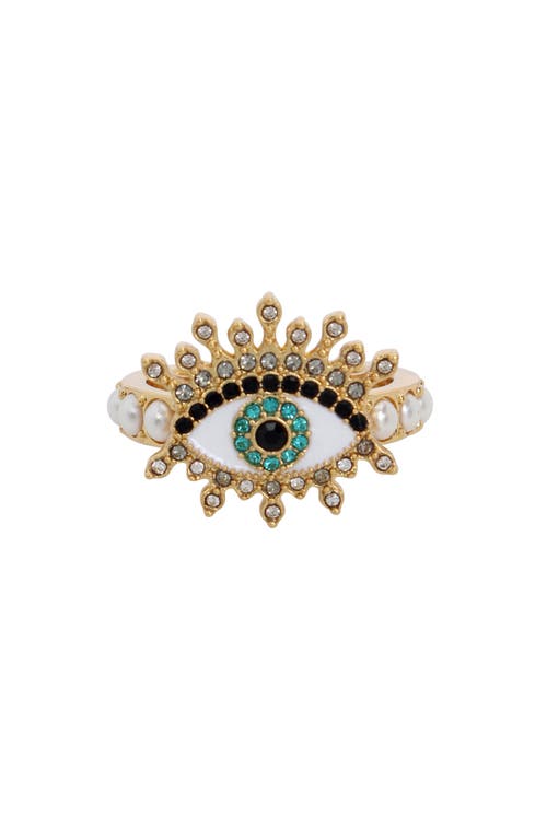 KURT GEIGER KURT GEIGER LONDON CRYSTAL EVIL EYE COCKTAIL RING 