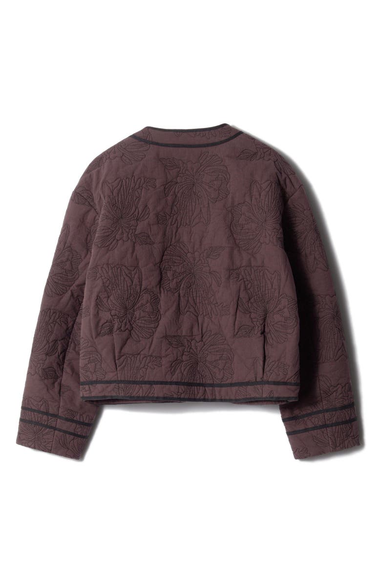 & Other Stories Floral Cotton Quilted Jacket, Alternate, color, Brown Dark