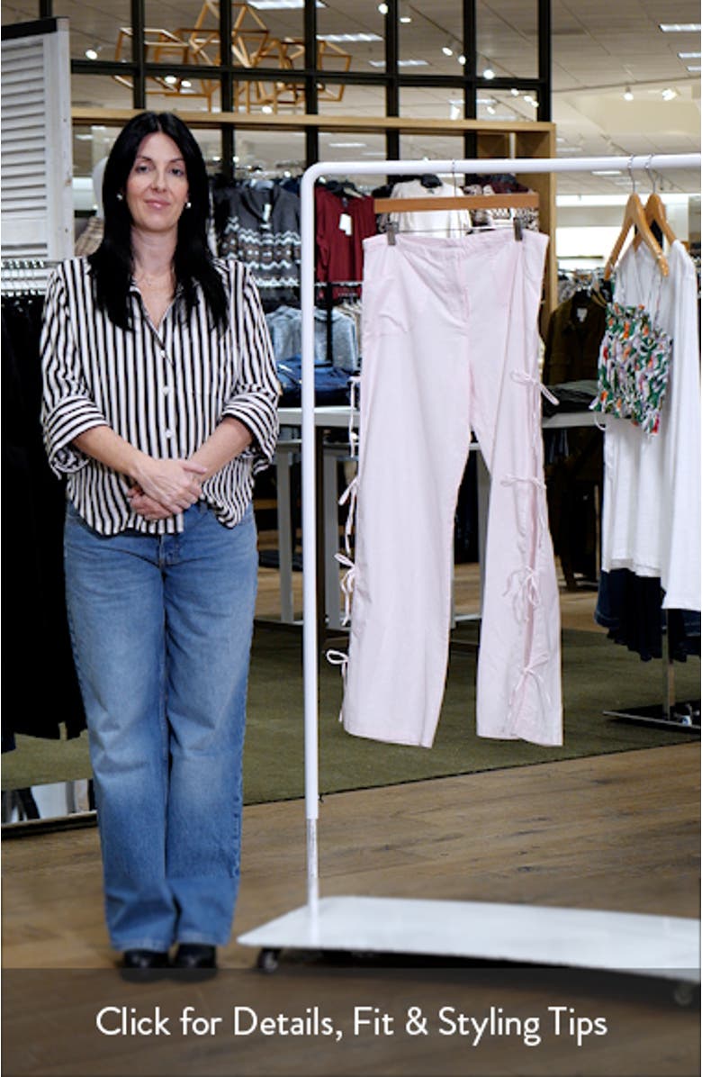Side Tie Straight Leg Cotton & Linen Pants, sales video thumbnail