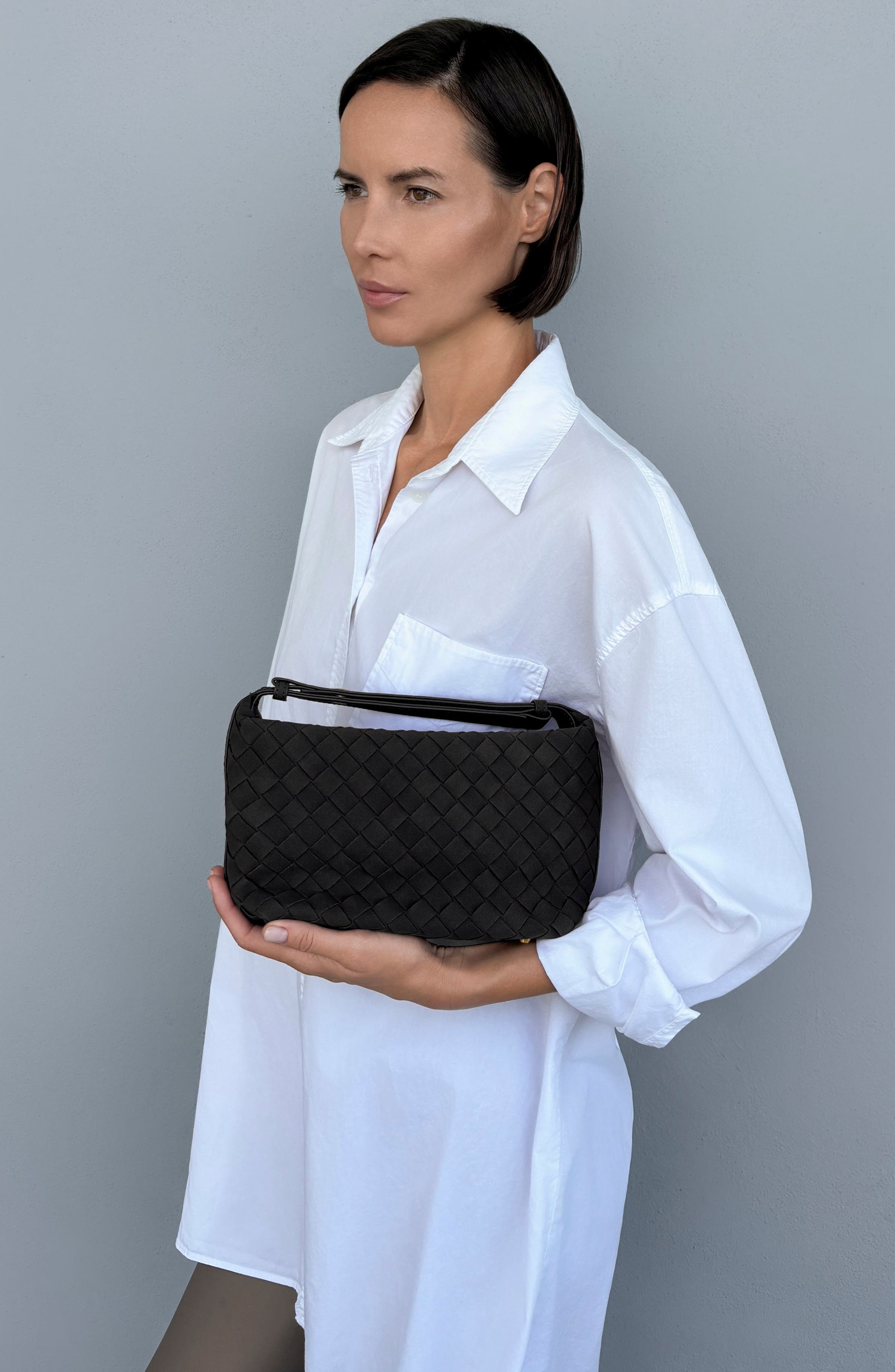 Woven Crescent Bag, Alternate, color, BROWN