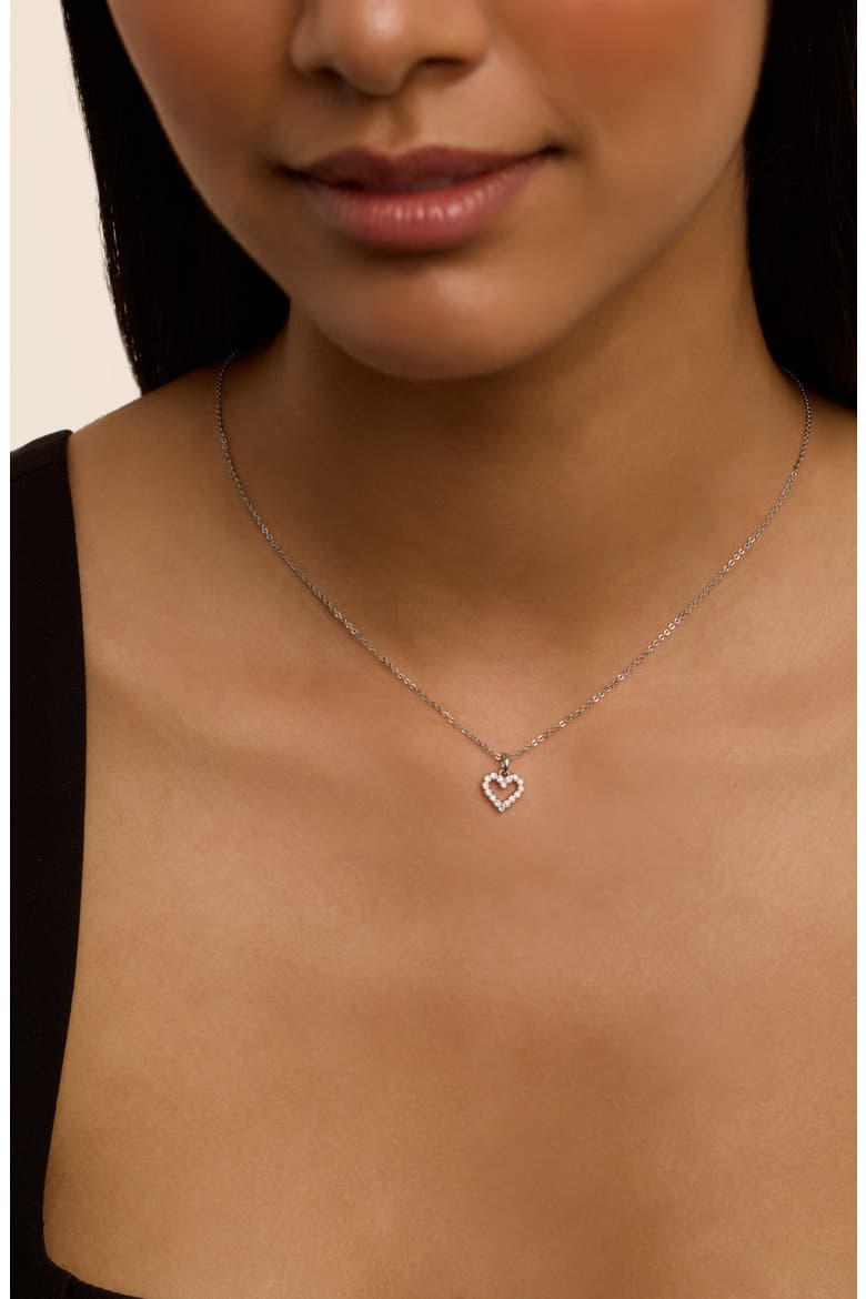 Amore Crystal Heart Pendant Necklace, Alternate, color, SILVER TONE/ CLEAR CRYSTAL