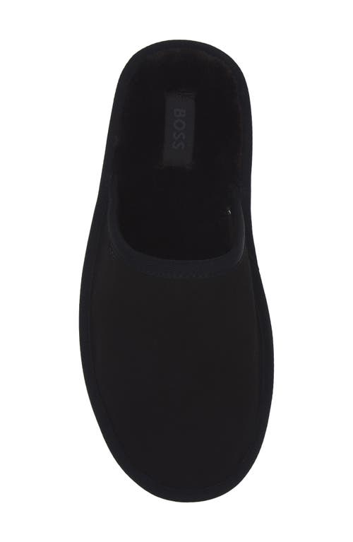 Hugo Boss Boss Faux Fur Lined Scuff Slipper In Black