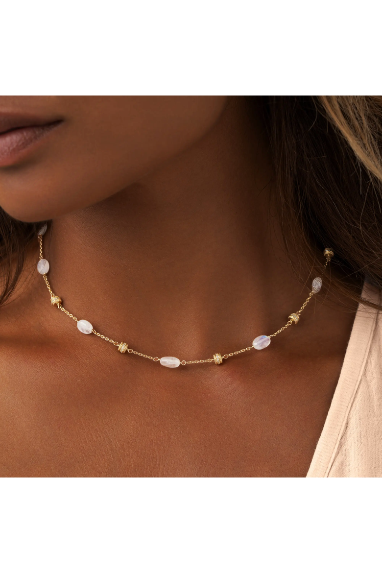 Moonlit Radiance Moonstone Necklace, Alternate, color, Gold/White