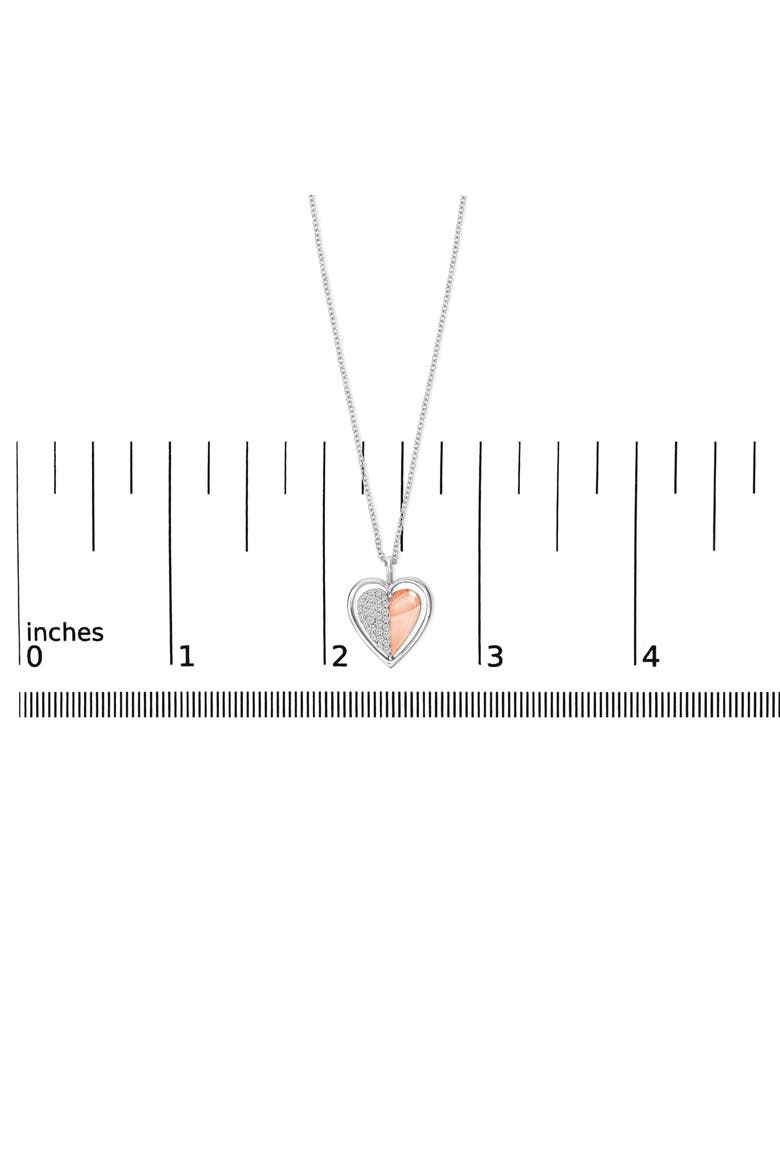 10K Rose Gold Plated Sterling Silver 1/5 Cttw Diamond Two-Tone Heart Pendant Necklace, Alternate, color, White Gold over Silver