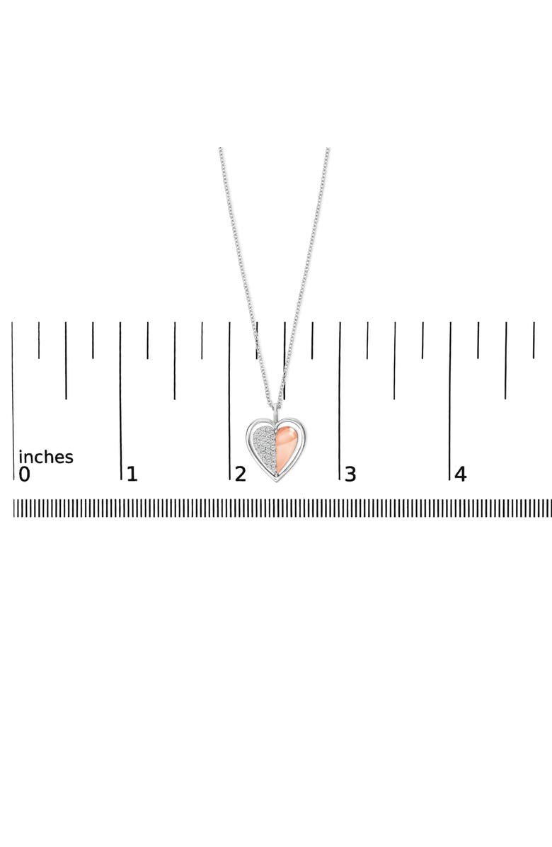 Haus of Brilliance 10K Rose Gold Plated Sterling Silver 1/5 Cttw Diamond Two-Tone Heart Pendant Necklace, Alternate, color, White Gold Over Silver