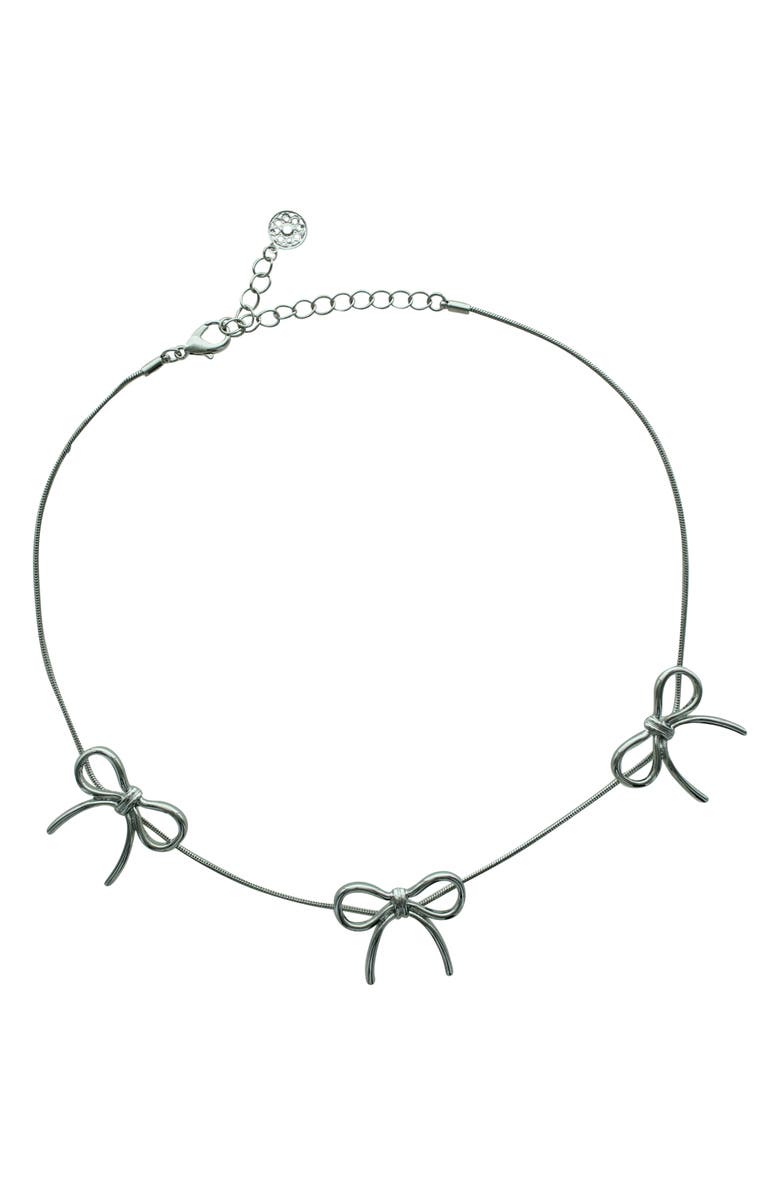 OLIVIA WELLES My Bow Collar Necklace, Main, color, Silver