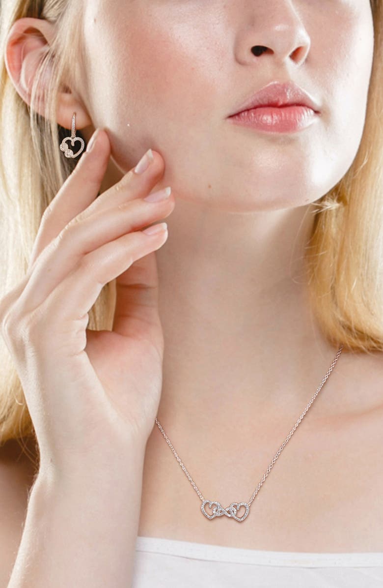 DELMAR Diamond Infinity Heart Pendant Necklace & Drop Earrings Set - 0.1ct., Alternate, color, Silver