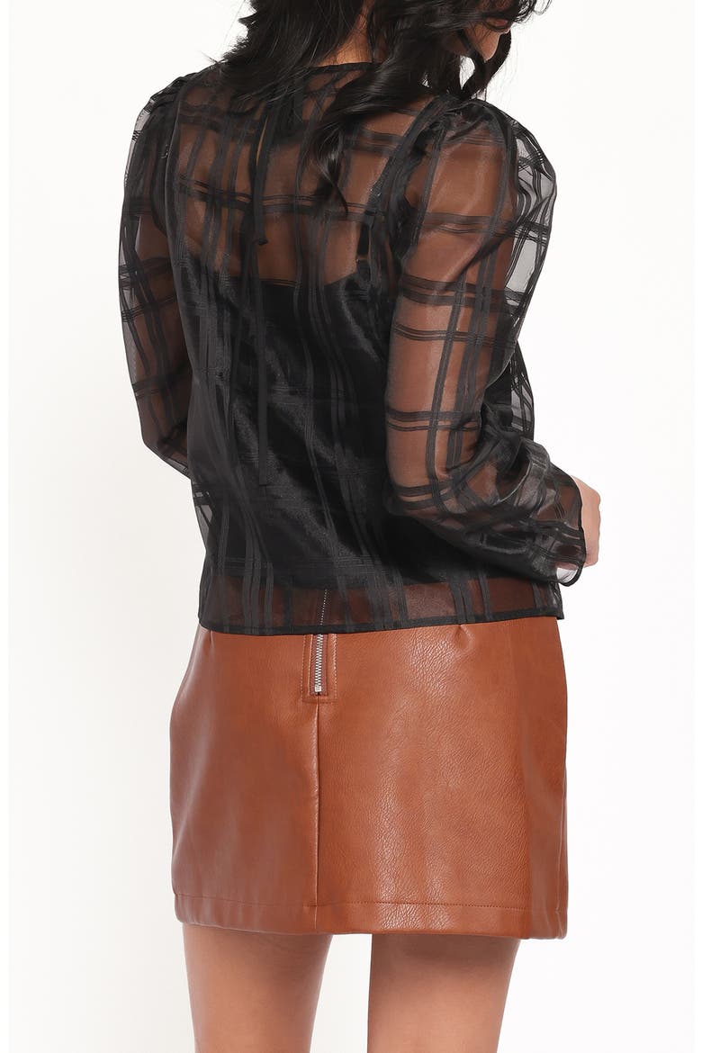 Peony Sheer Long Sleeve Shirt, Alternate, color, BLACK