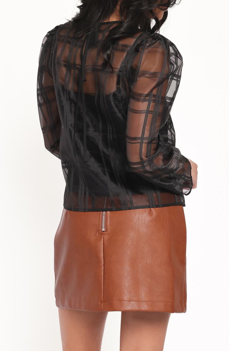 Petal & Pup Peony Sheer Long Sleeve Shirt, Alternate, color, Black