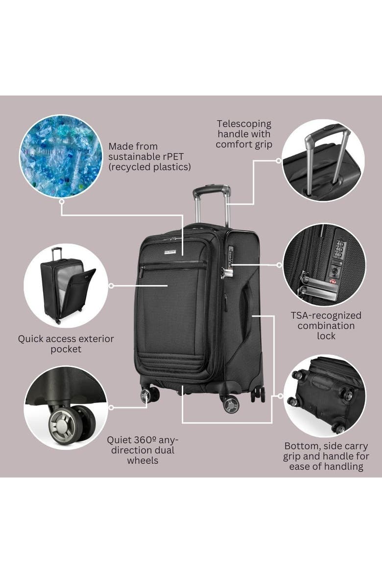 Avalon Softside 20" Carry On Spinner, Alternate, color, Black