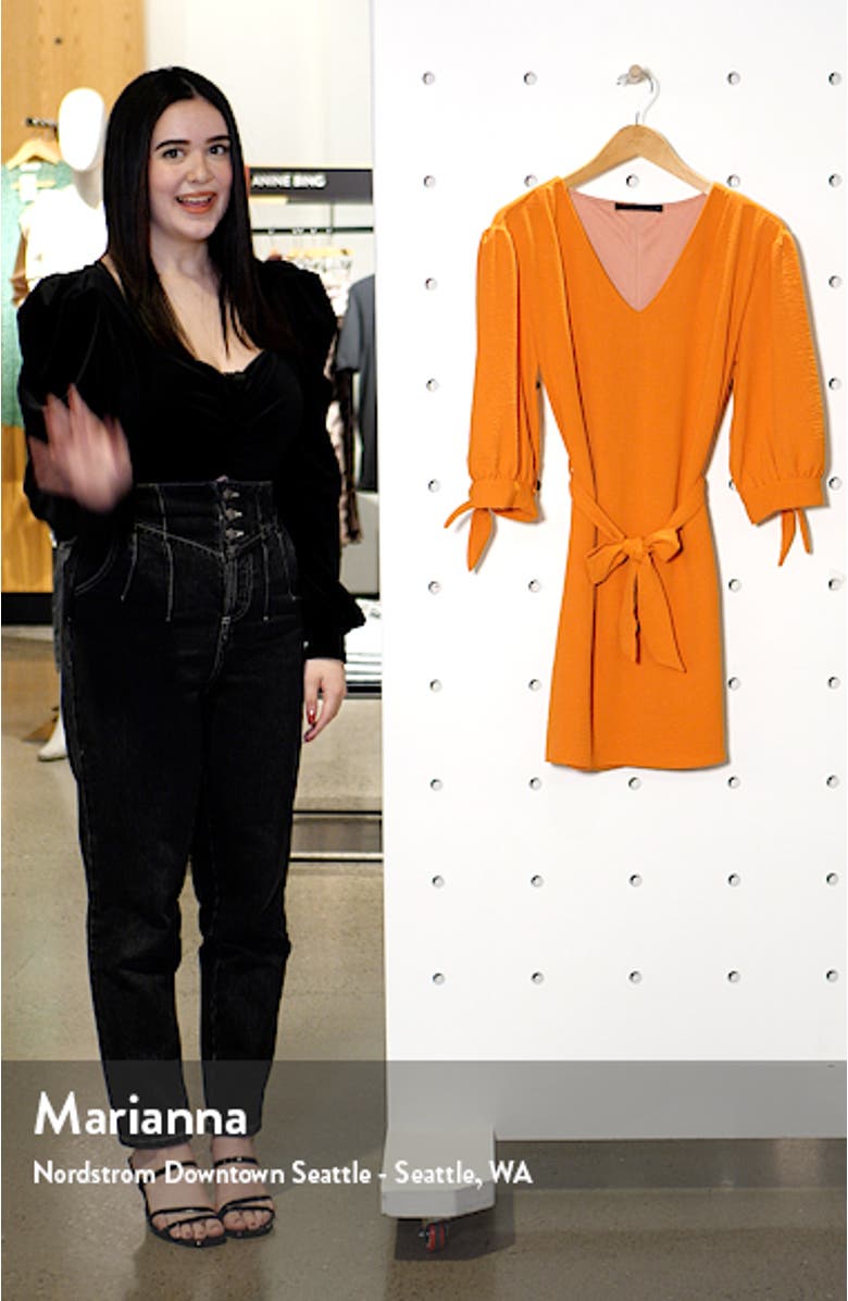 Puff Sleeve Tie Waist Dress, sales video thumbnail