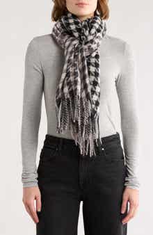 Vince Camuto Houndstooth Fringe Scarf