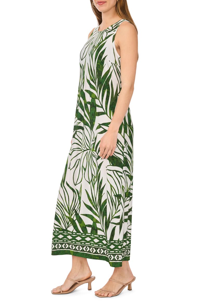 Frond Print Sleeveless Maxi Dress, Alternate, color, NEW IVORY