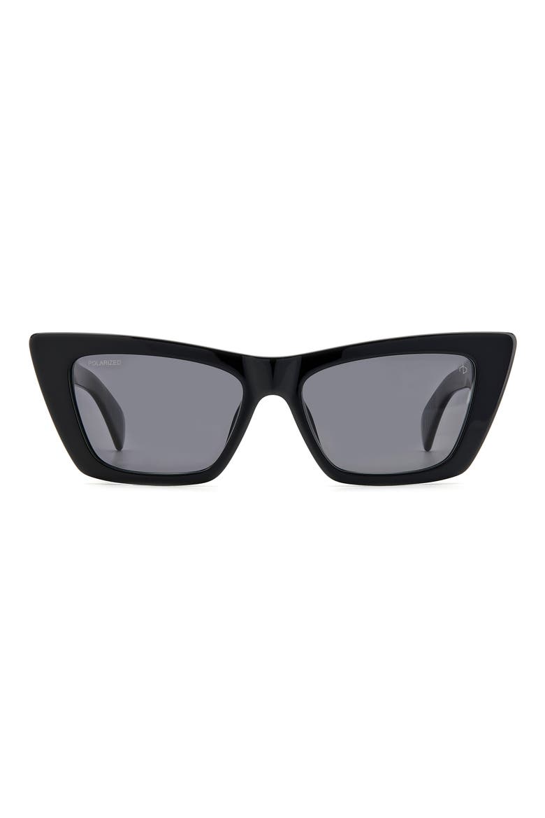 53mm Polarized Cat Eye Sunglasses, Main, color, BLACK/ GRAY POLARIZED