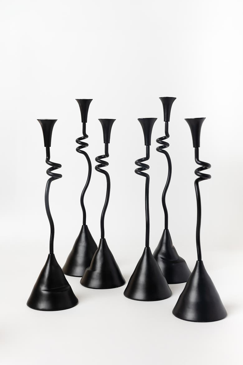 Winding Taper Candle Holders Set of Two, Alternate, color, Black