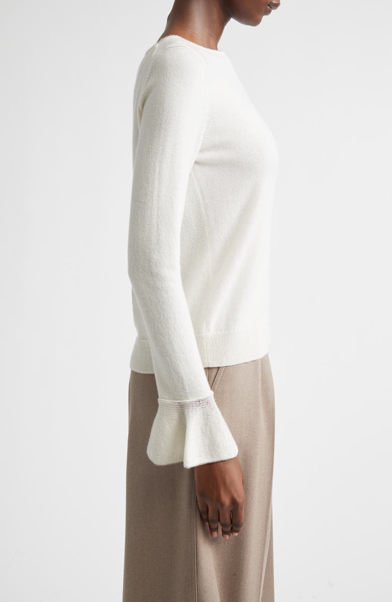Lafayette 148 New York Ruffle Cuff Cashmere Sweater, Alternate, color, Cloud