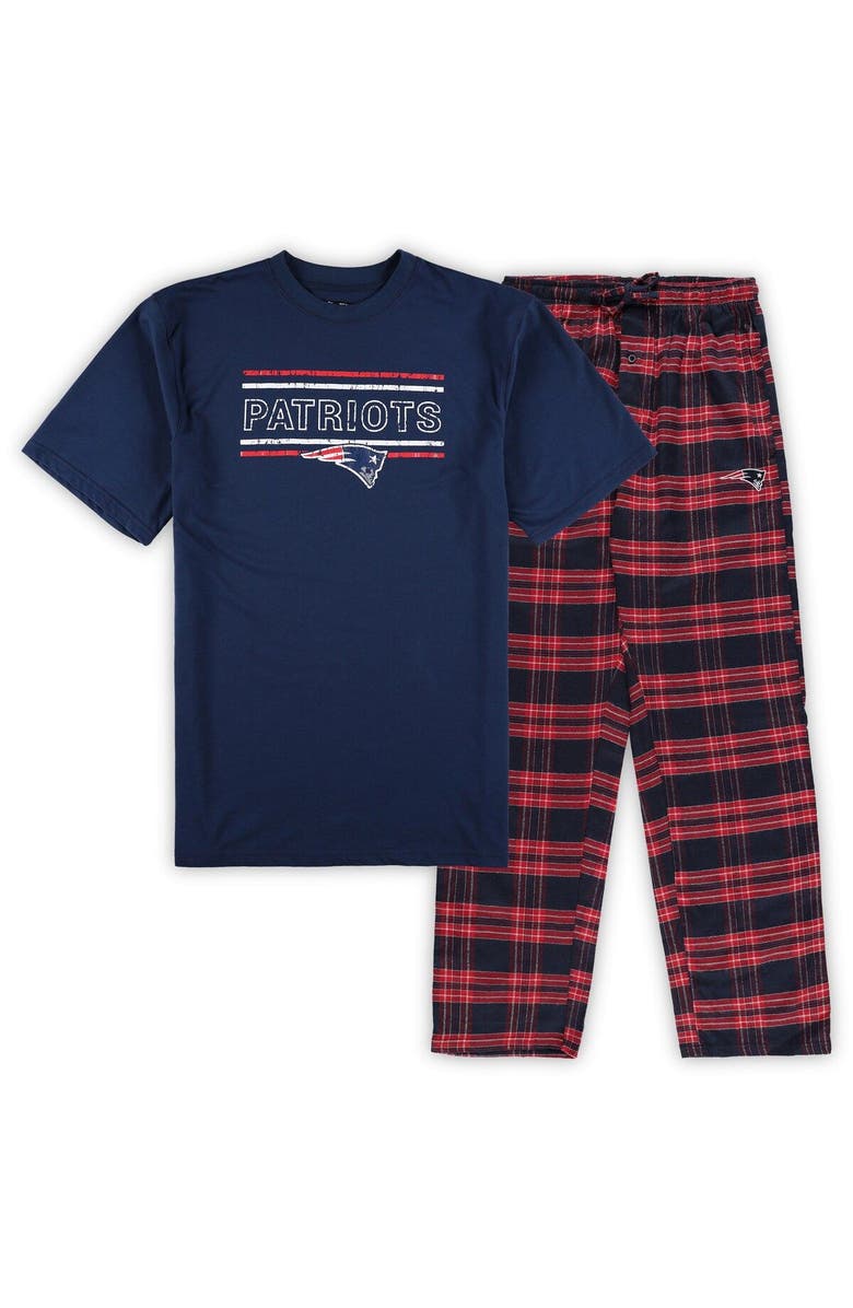 CONCEPTS SPORT Men's Concepts Sport Navy/Red New England Patriots Big & Tall Flannel Sleep Set, Main, color,
