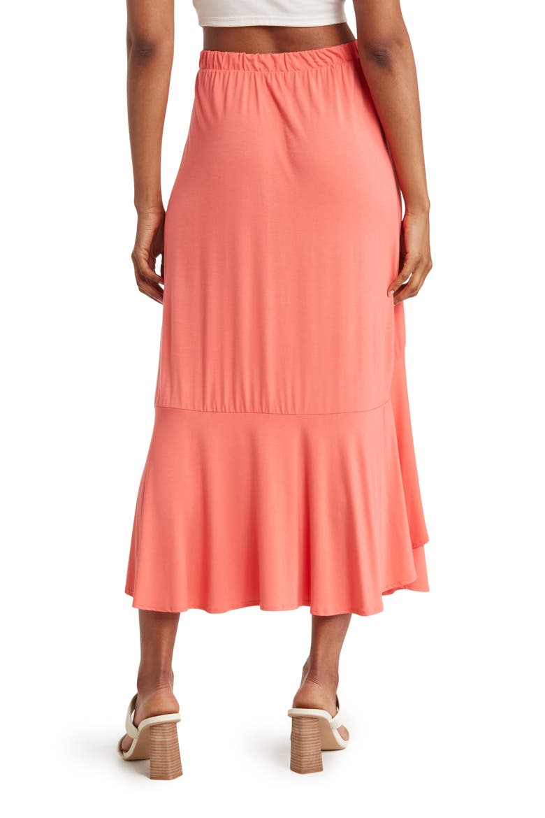 Faux Wrap Midi Skirt, Alternate, color, CRYSTAL ROSE