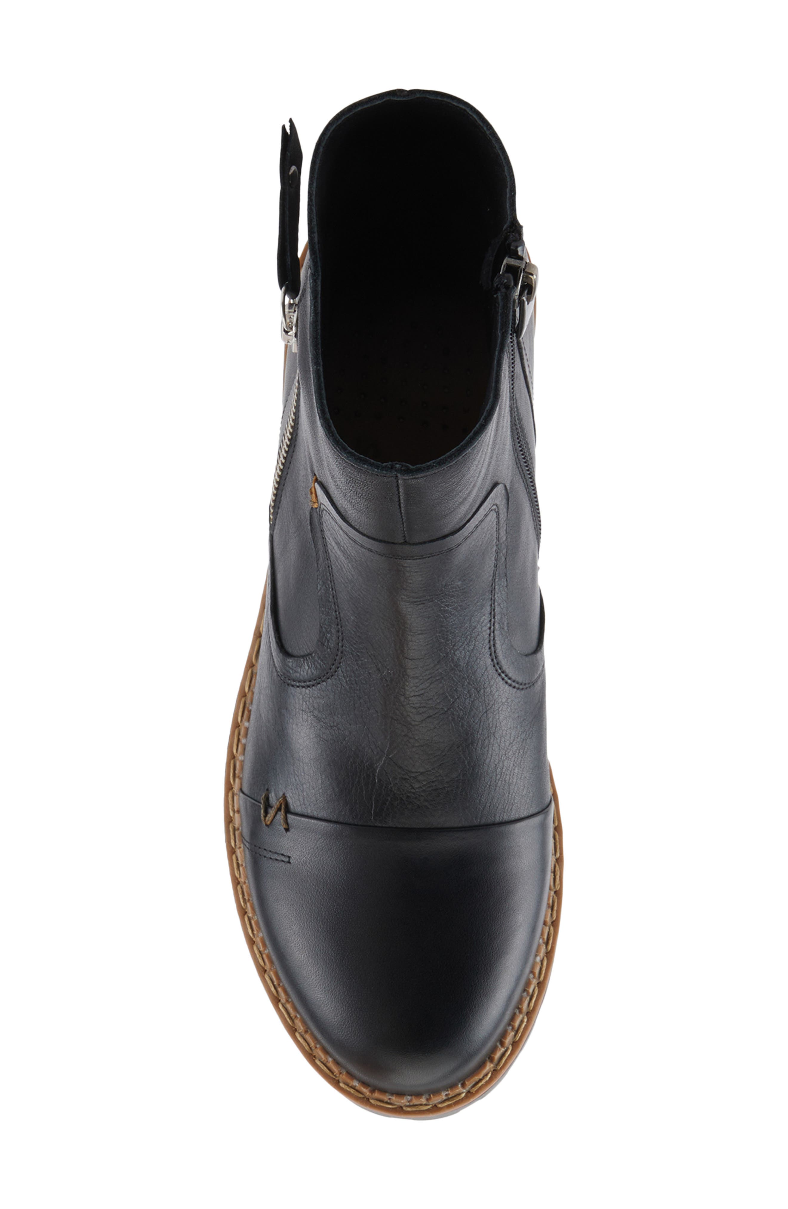 Denaye Leather Bootie, Alternate, color, BLACK
