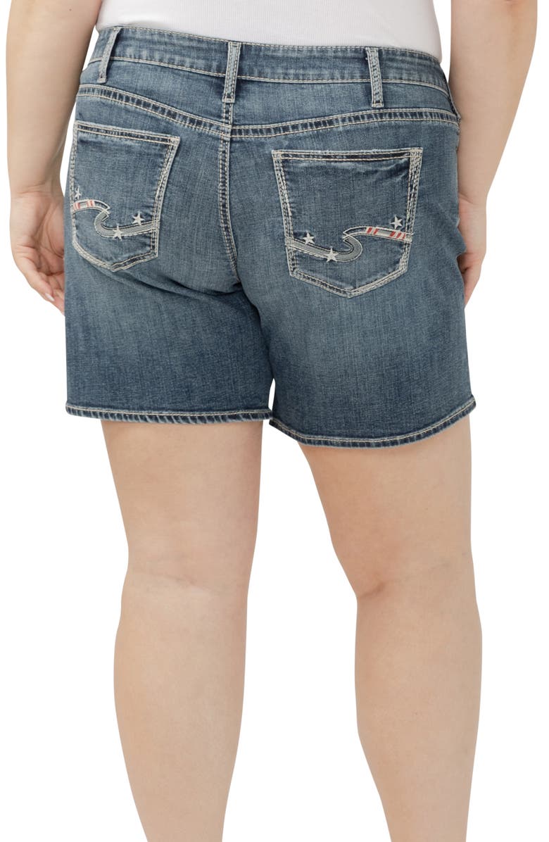 Silver Jeans Co. The Boyfriend Americana Mid Rise Denim Shorts, Alternate, color, Glory