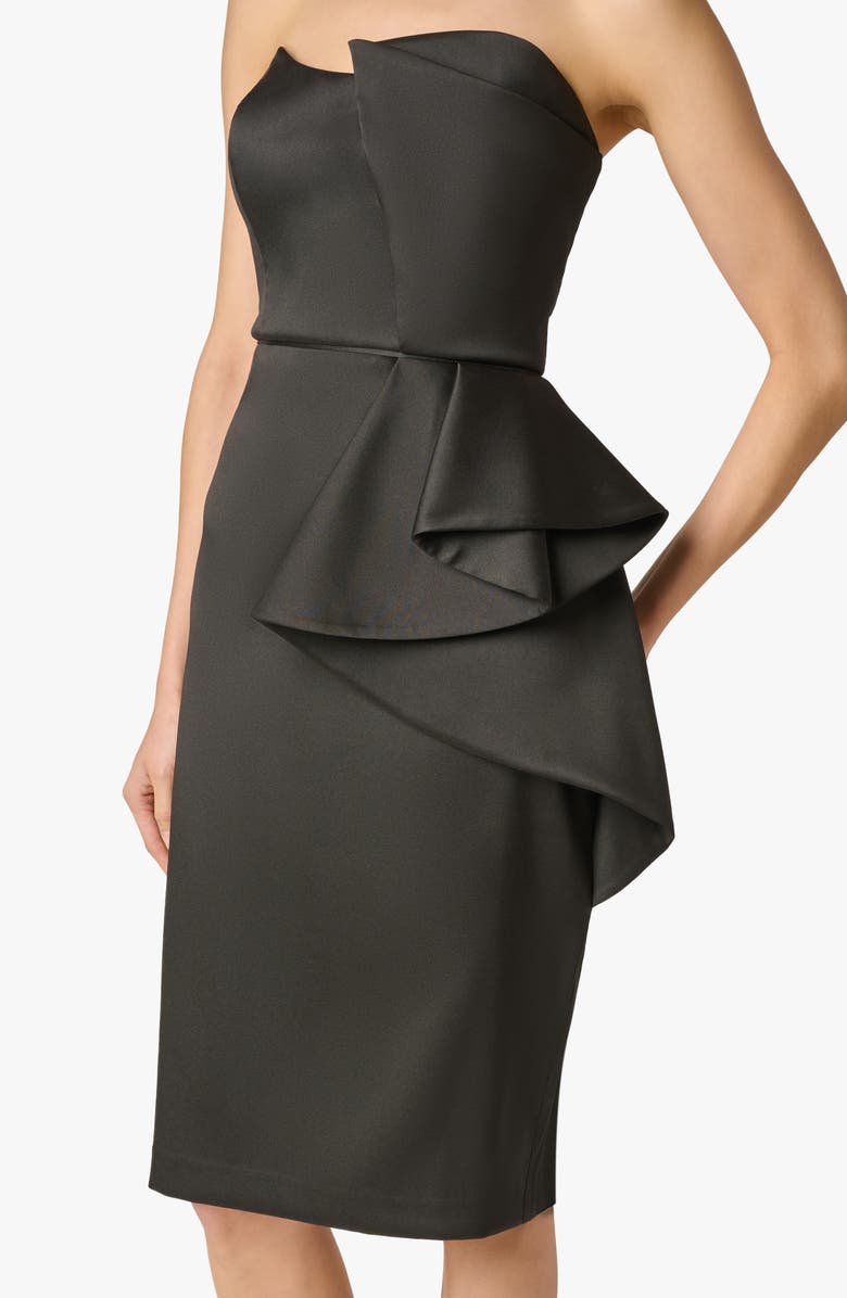Aidan Mattox Strapless Stretch Mikado Cocktail Dress, Alternate, color, Black