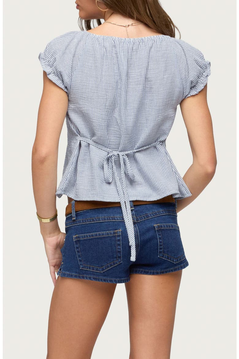 Rhory Pinstripe Puff Sleeve Top, Alternate, color, NAVY-AND-WHITE