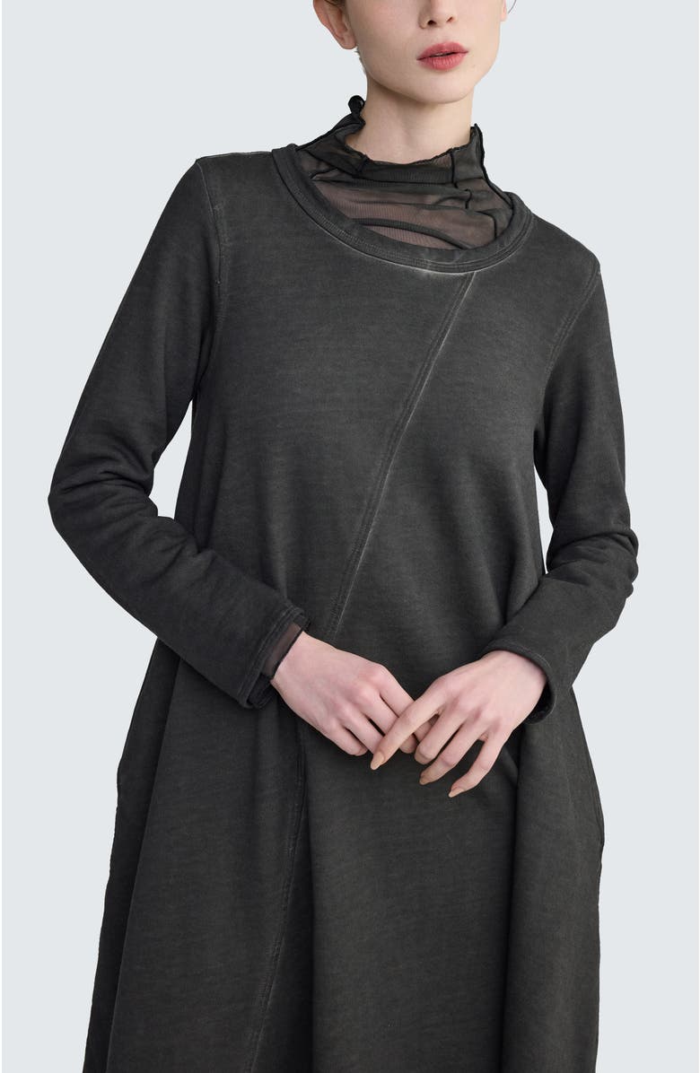 LUUKAA Fay Diagonal-Cut Jersey Dress, Alternate, color, Misty Black