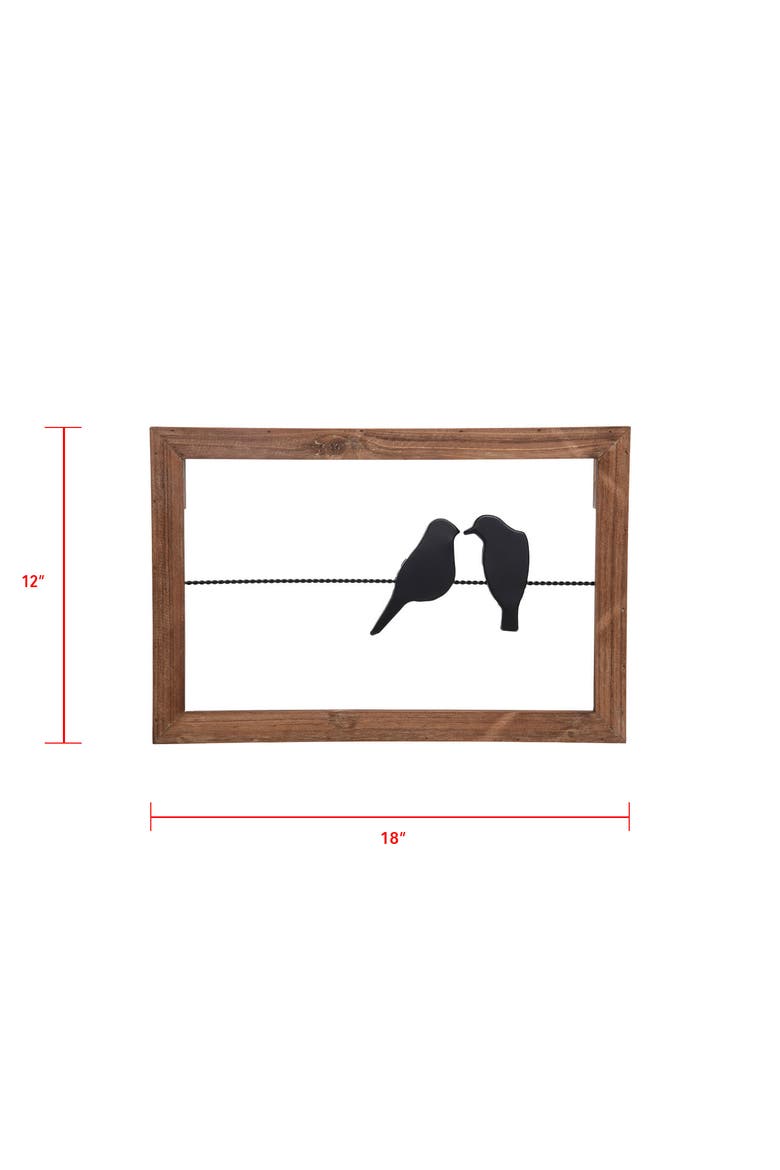 18 x 12 inch Rustic Birds On A Wire Wood And Metal Wall Decor, Alternate, color, Brown