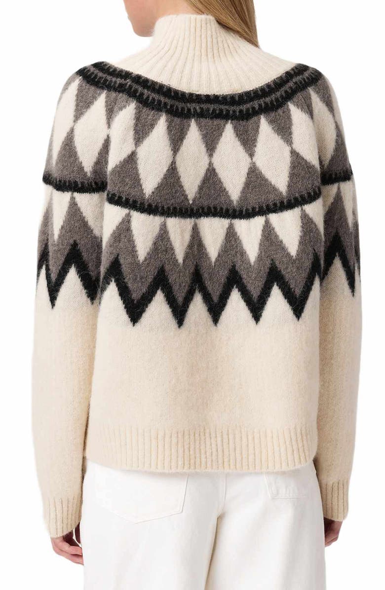 AllSaints Tara Fair Isle Alpaca & Wool Blend Turtleneck Sweater, Alternate, color, Chalk White/ Grey