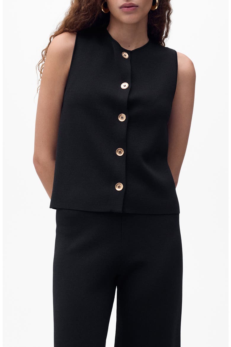 Button Front Fine Knit Vest, Main, color, BLACK