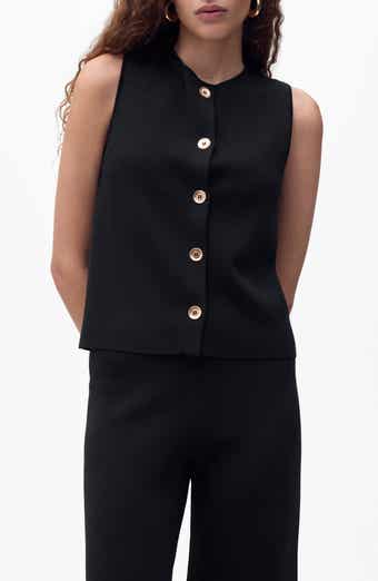 Button Front Fine Knit Vest