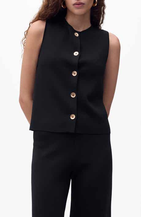 Button Front Fine Knit Vest