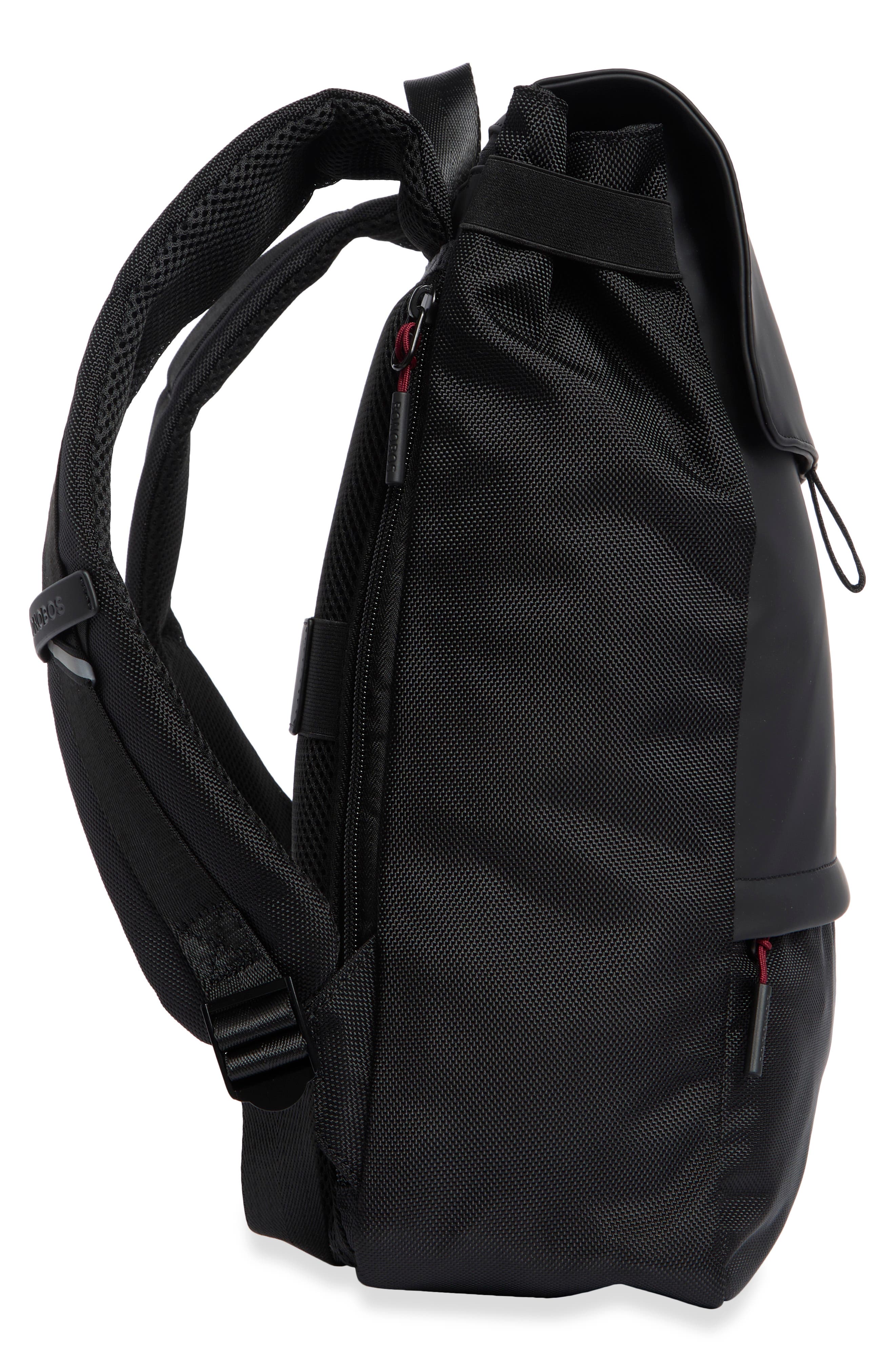 Rubberized Flap Laptop Backpack, Alternate, color, BLACK