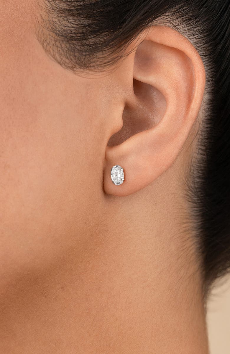 Sterling Forever Oval-Cut Cubic Zirconia Stud Earrings, Alternate, color, Silver