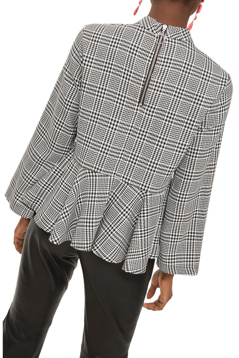 Check Peplum Blouse, Alternate, color, GREY MULTI