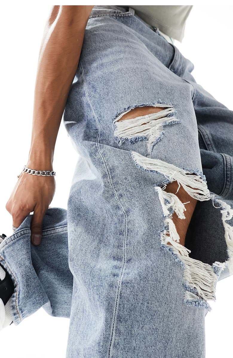 ASOS DESIGN Ripped Baggy Jeans, Alternate, color,