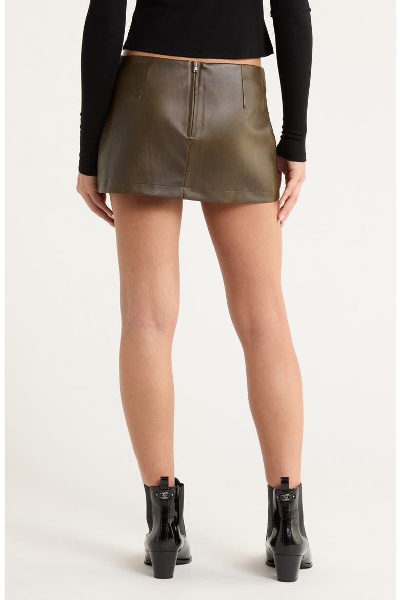 Lace-Up Faux Leather Miniskirt, Alternate, color, WASHED BLACK