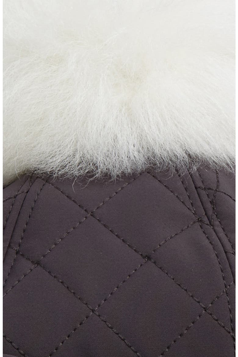 Australia Water Resistant Quilted Hat with Genuine Shearling Pompom, Alternate, color, GREY