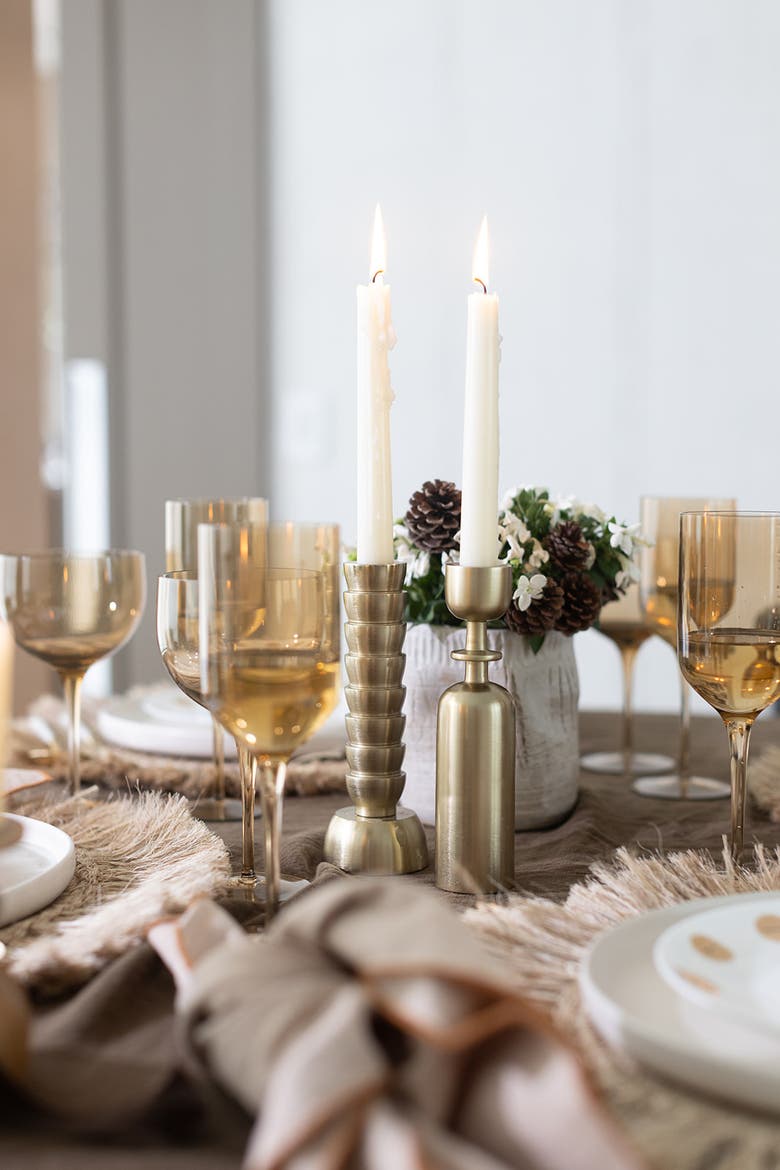 Golden Girls Taper Candle Holders Set of Two, Alternate, color, Gold