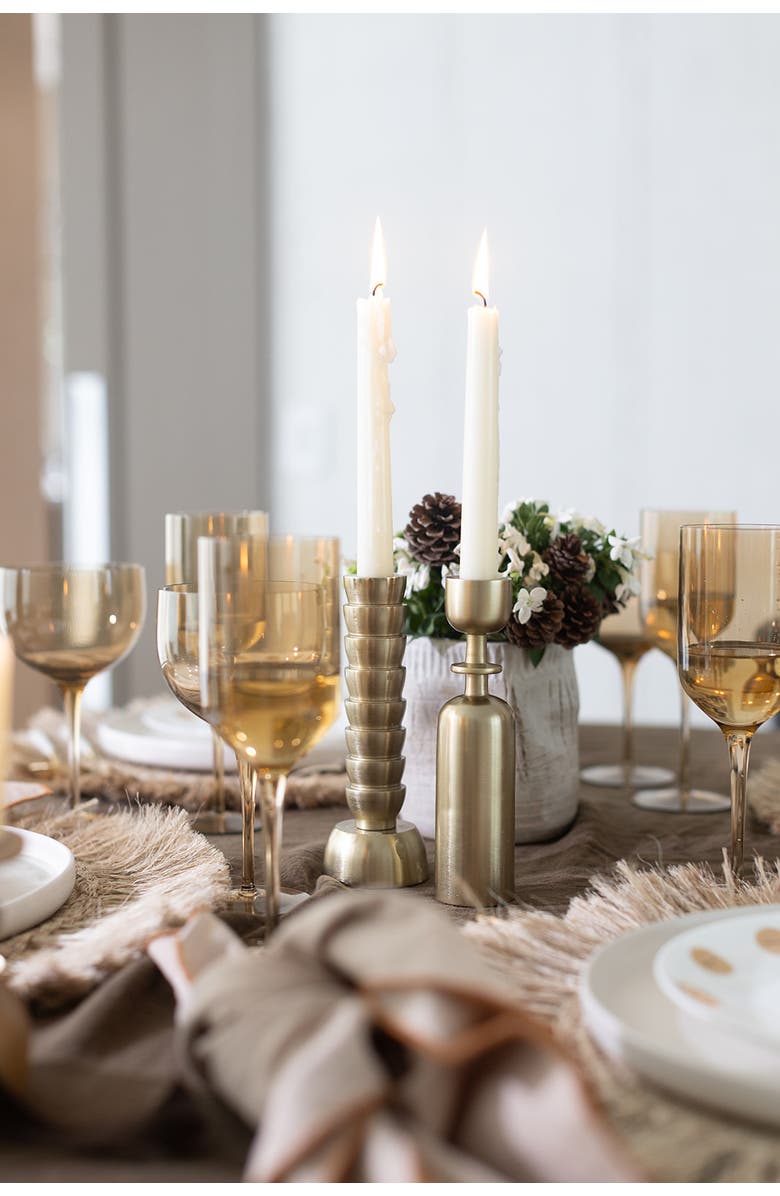 House of Revelry Golden Girls Taper Candle Holders Set of Two, Alternate, color, Gold